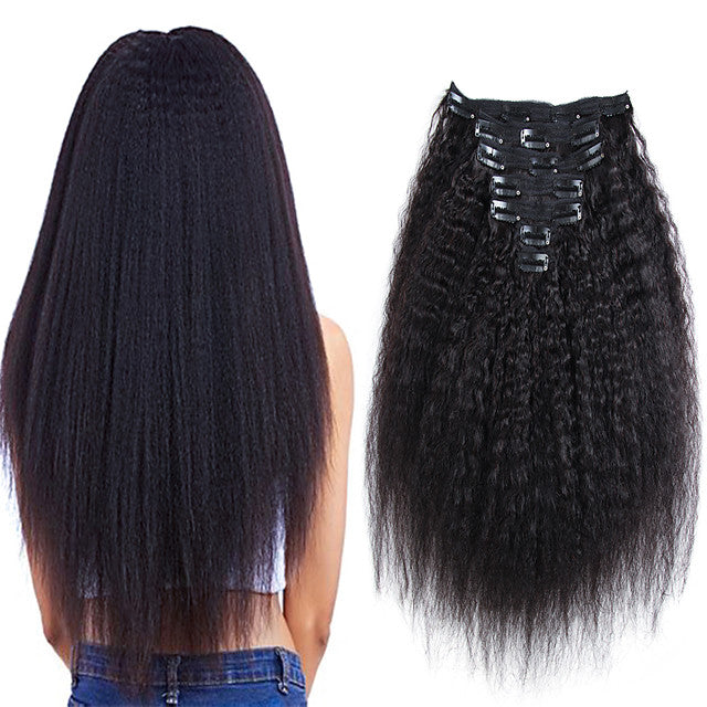 Clip in hair extensions kinky outlet straight